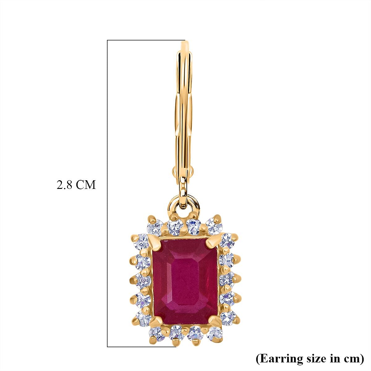 Premier African Ruby (4.5 Ct.) &amp; Lab Grown Diamond SI- GH (0.60 Ct.)  Halo Earring in 18K Vermeil Yellow Gold Plated Sterling Silver 5.00 Ct. 8502278 6