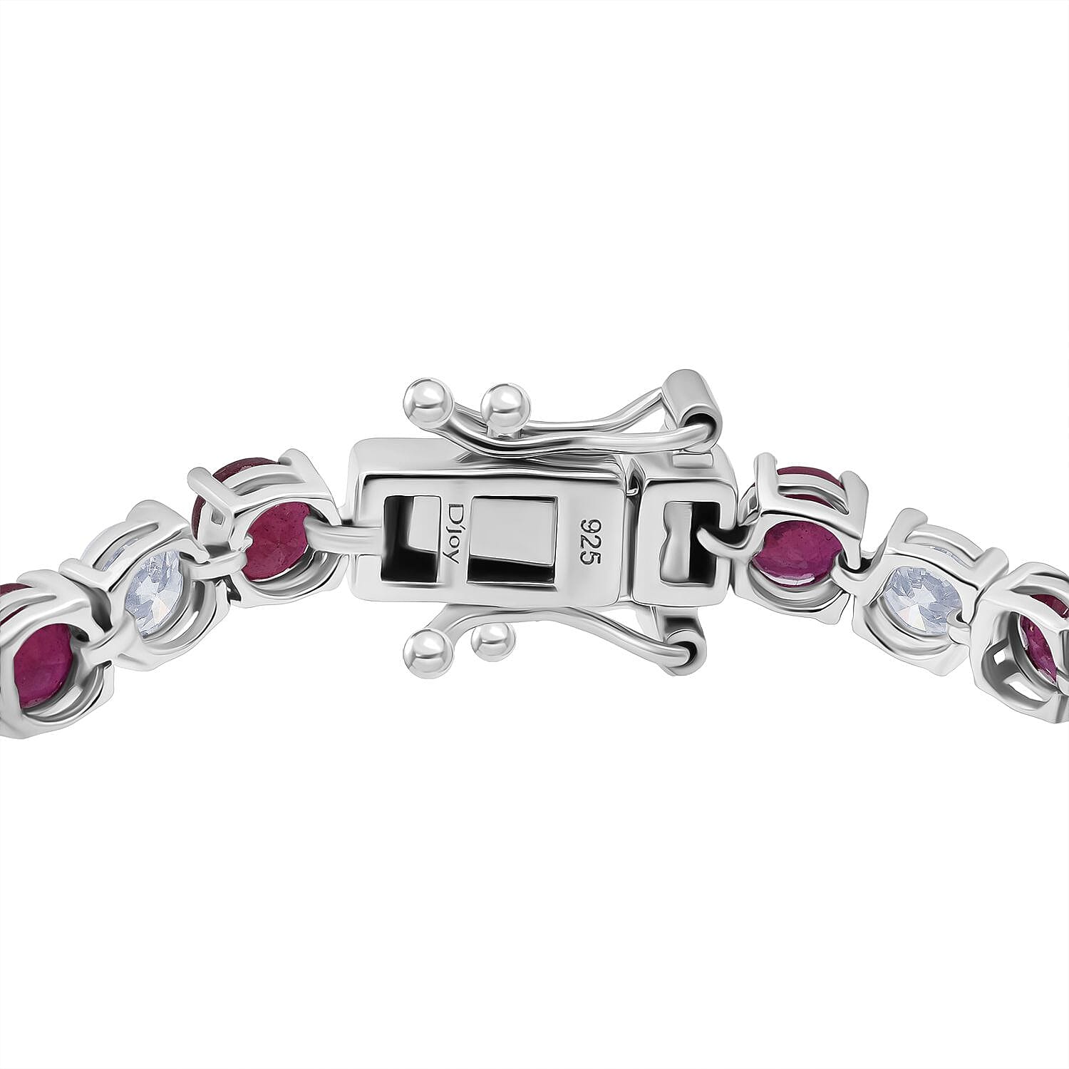 D'Joy African Ruby &amp; Moissanite Bracelet (Size 7.5) in Rhodium Overlay Sterling Silver 13.47 Ct, Silver Wt. 8.00 Gms. 8272544 3