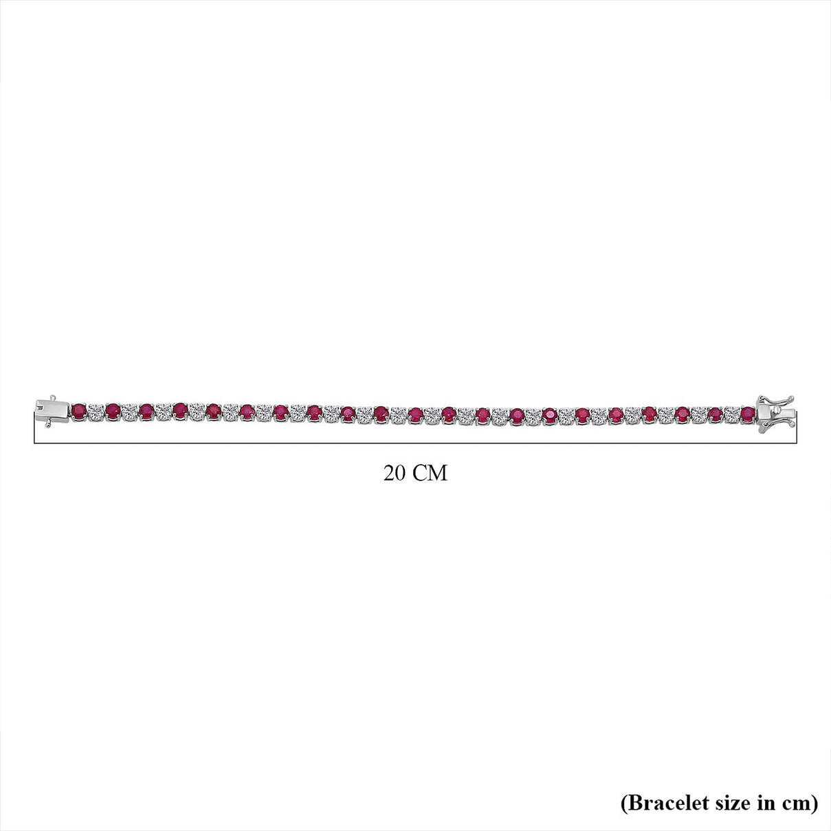 D'Joy African Ruby &amp; Moissanite Bracelet (Size 7.5) in Rhodium Overlay Sterling Silver 13.47 Ct, Silver Wt. 8.00 Gms. 8272544 4