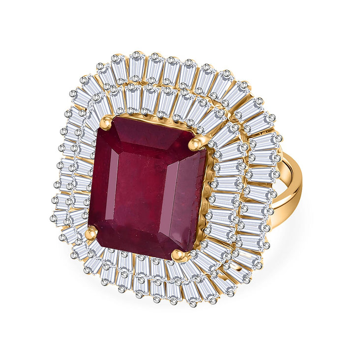 D'Joy 9.4 Ct. Natural African Ruby, Moissanite Double Halo Ring in 18K Vermeil Yellow Gold Plated Sterling Silver 8278226 1