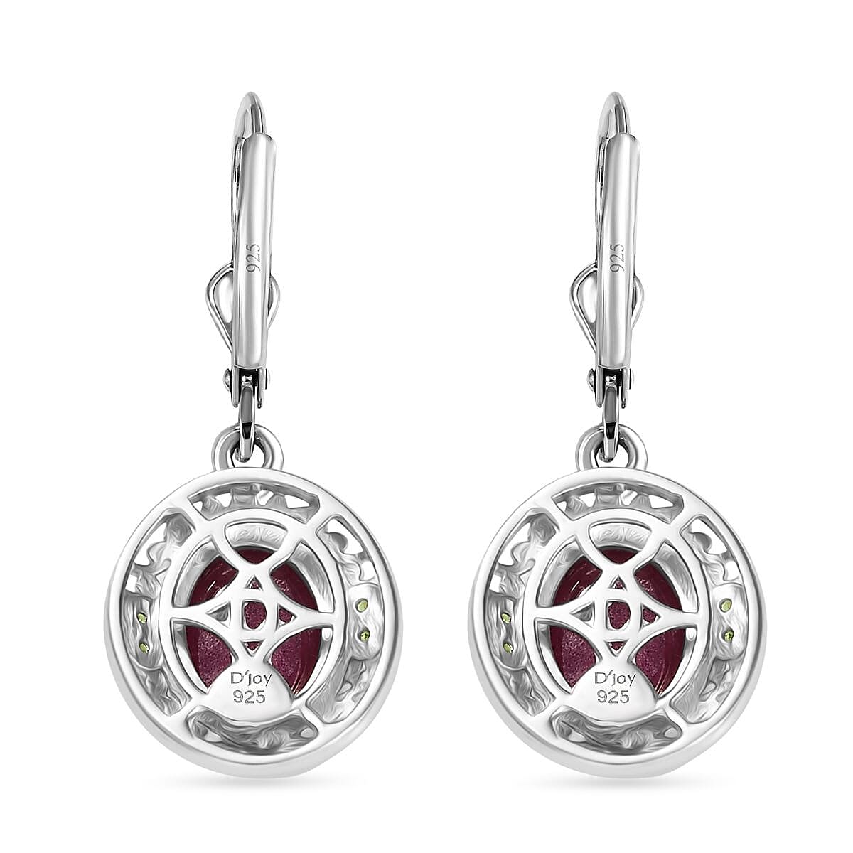 D'Joy African Ruby, Natural Chrome Diopside Lever Back Earring in 18K Vermeil Yellow Gold Plated and Rhodium Overlay Sterling Silver 6.29 Ct. V32582170 5