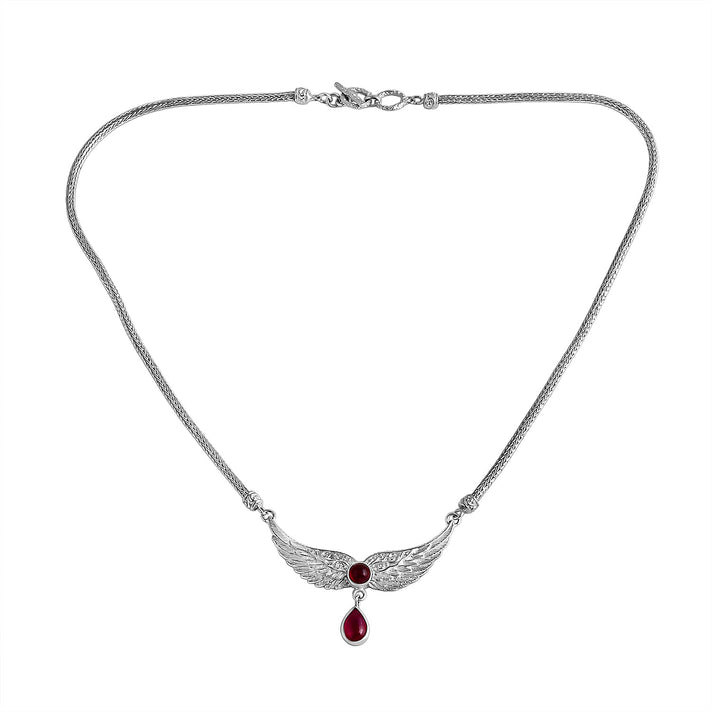 Royal Bali Collection - D'Joy African Ruby Necklace (Size 18-20) with T-Bar Clasp Sterling Silver 4.54 Ct, Silver Wt. 21.72 Gms. 8321605 1
