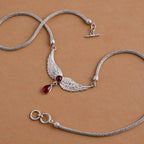Royal Bali Collection - D'Joy African Ruby Necklace (Size 18-20) with T-Bar Clasp Sterling Silver 4.54 Ct, Silver Wt. 21.72 Gms.