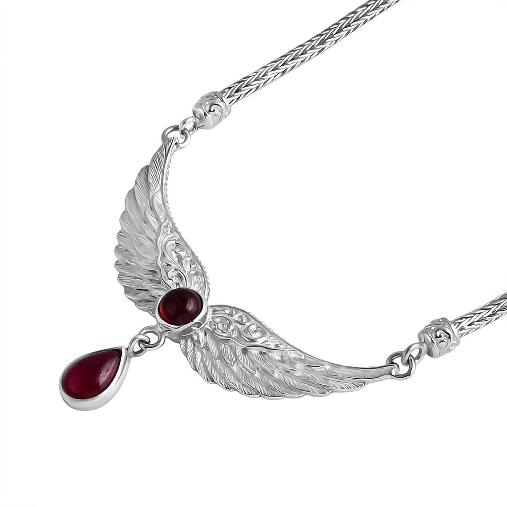 Royal Bali Collection - D'Joy African Ruby Necklace (Size 18-20) with T-Bar Clasp Sterling Silver 4.54 Ct, Silver Wt. 21.72 Gms.