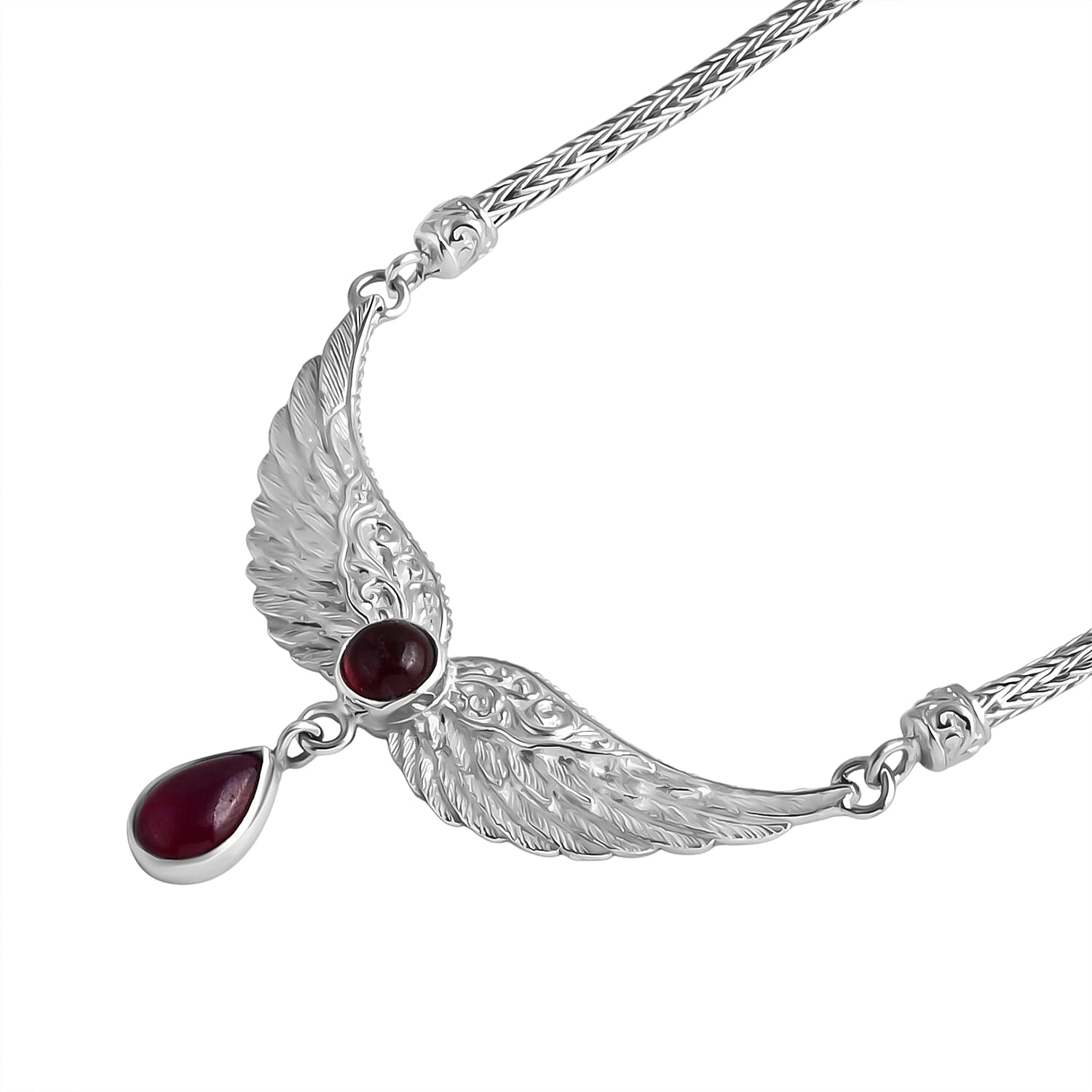 Royal Bali Collection - D'Joy African Ruby Necklace (Size 18-20) with T-Bar Clasp Sterling Silver 4.54 Ct, Silver Wt. 21.72 Gms. 8321605 3