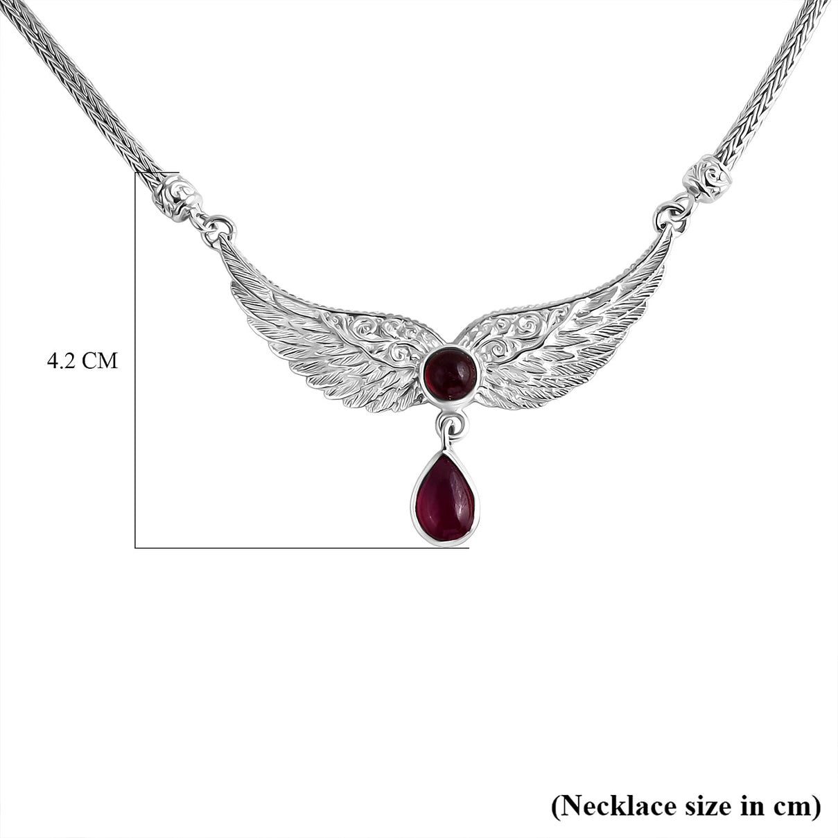 Royal Bali Collection - D'Joy African Ruby Necklace (Size 18-20) with T-Bar Clasp Sterling Silver 4.54 Ct, Silver Wt. 21.72 Gms. 8321605 6