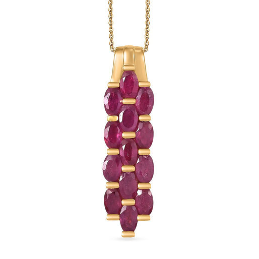 D'Joy - Premium African Ruby Cluster Pendant with Chain (Size 20) in 18K Vermeil Yellow Gold Plated Sterling Silver 4.83 Ct.