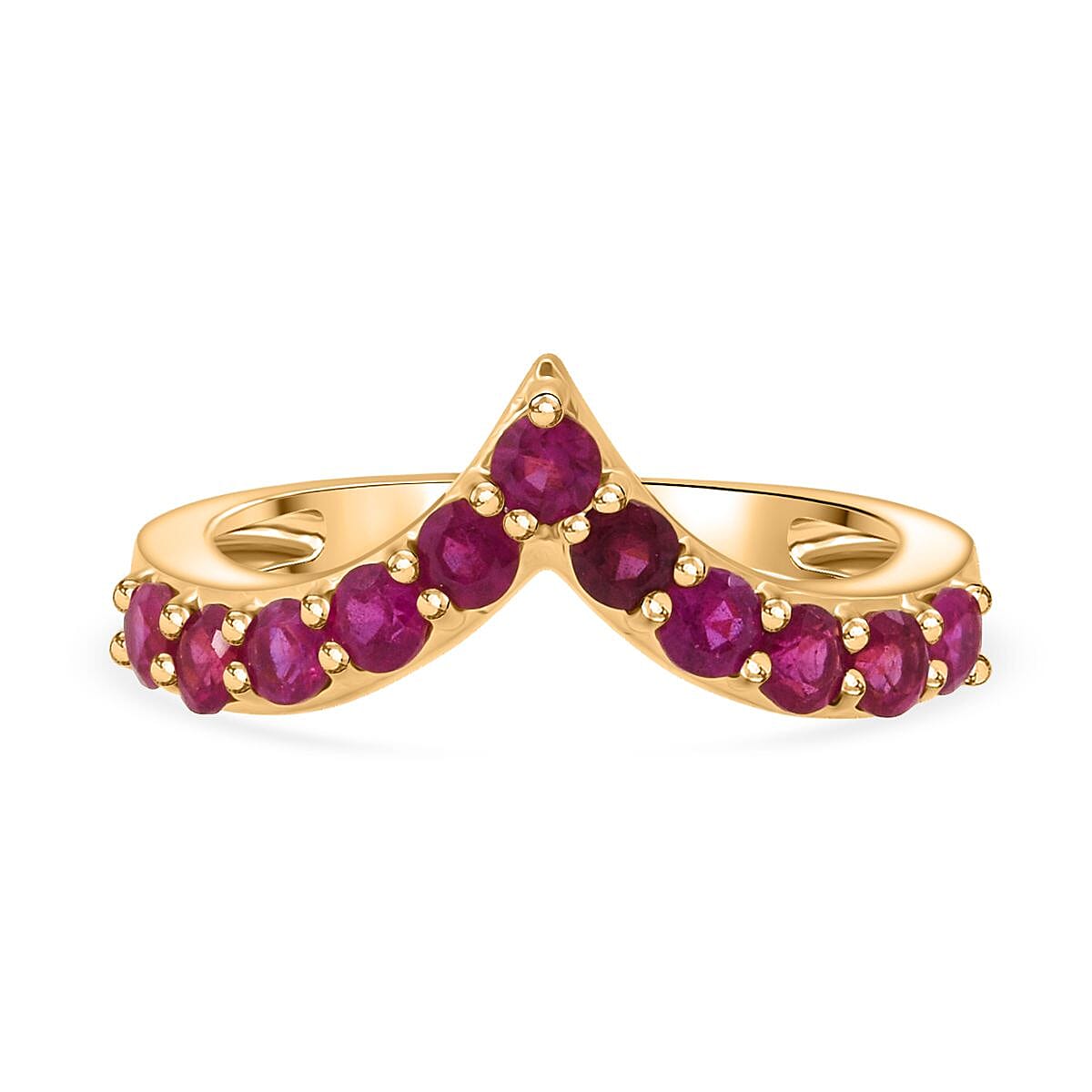D'Joy African Ruby Wishbone Ring in Yellow Gold Plated Sterling Silver 8282264 0
