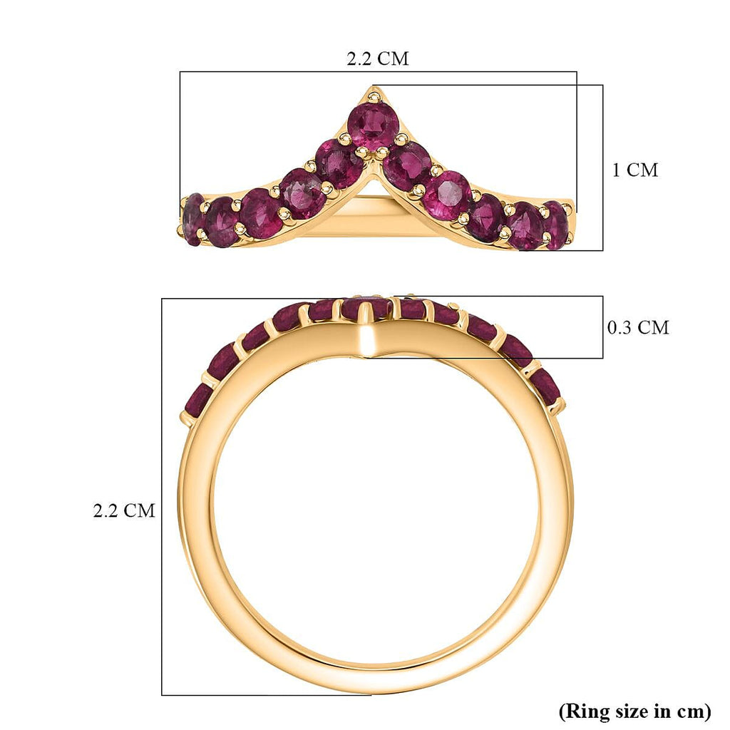 D'Joy African Ruby Ring in Yellow Gold Plated Sterling Silver