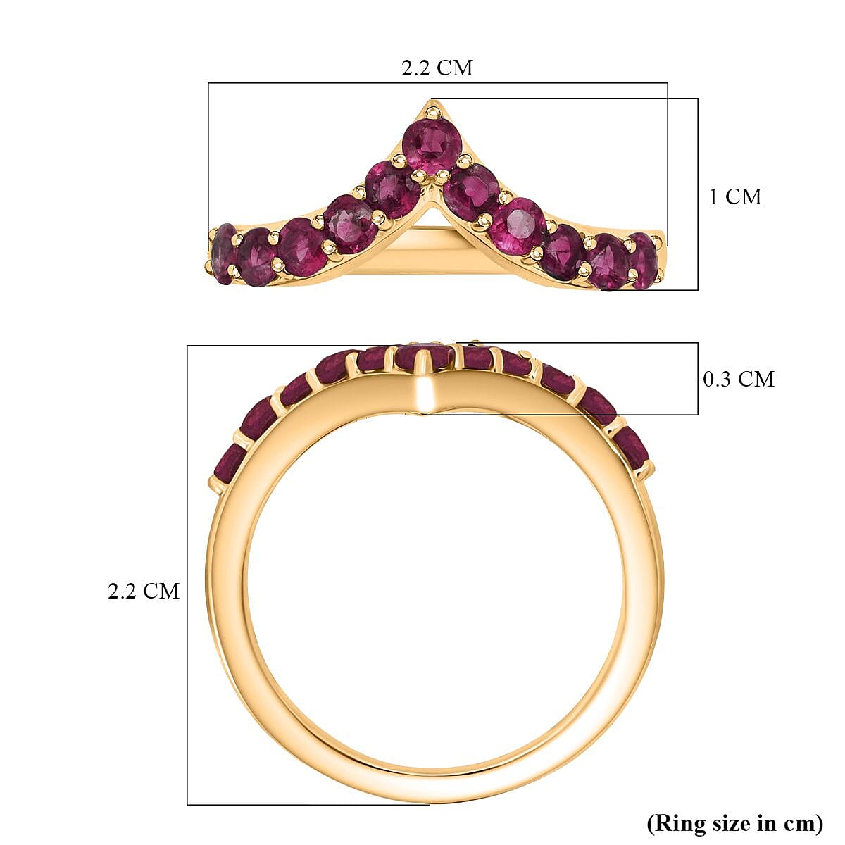 D'Joy African Ruby Wishbone Ring in Yellow Gold Plated Sterling Silver 8282264 5