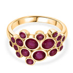Designer Inspired-  African Ruby Bubble Ring in Yellow Gold Plated Sterling Silver 2.20 Ct.
