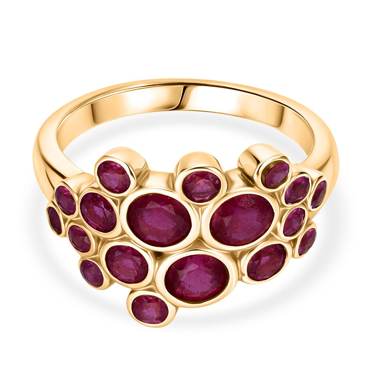 Designer Inspired - Premium African Ruby Bubble Ring in Yellow Gold Plated Sterling Silver 2.20 Ct. 8502170 0