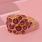 Designer Inspired-  African Ruby Bubble Ring in Yellow Gold Plated Sterling Silver 2.20 Ct.