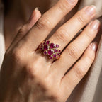 Designer Inspired-  African Ruby Bubble Ring in Yellow Gold Plated Sterling Silver 2.20 Ct.