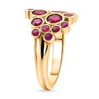 Designer Inspired-  African Ruby Bubble Ring in Yellow Gold Plated Sterling Silver 2.20 Ct.