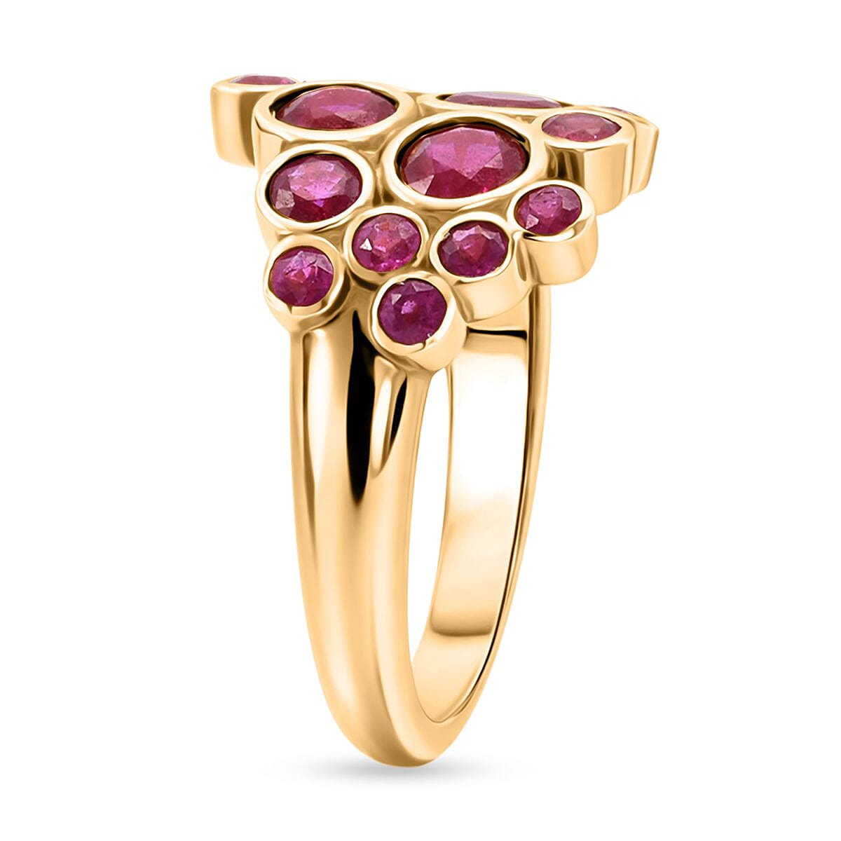 Designer Inspired - Premium African Ruby Bubble Ring in Yellow Gold Plated Sterling Silver 2.20 Ct. 8502170 4