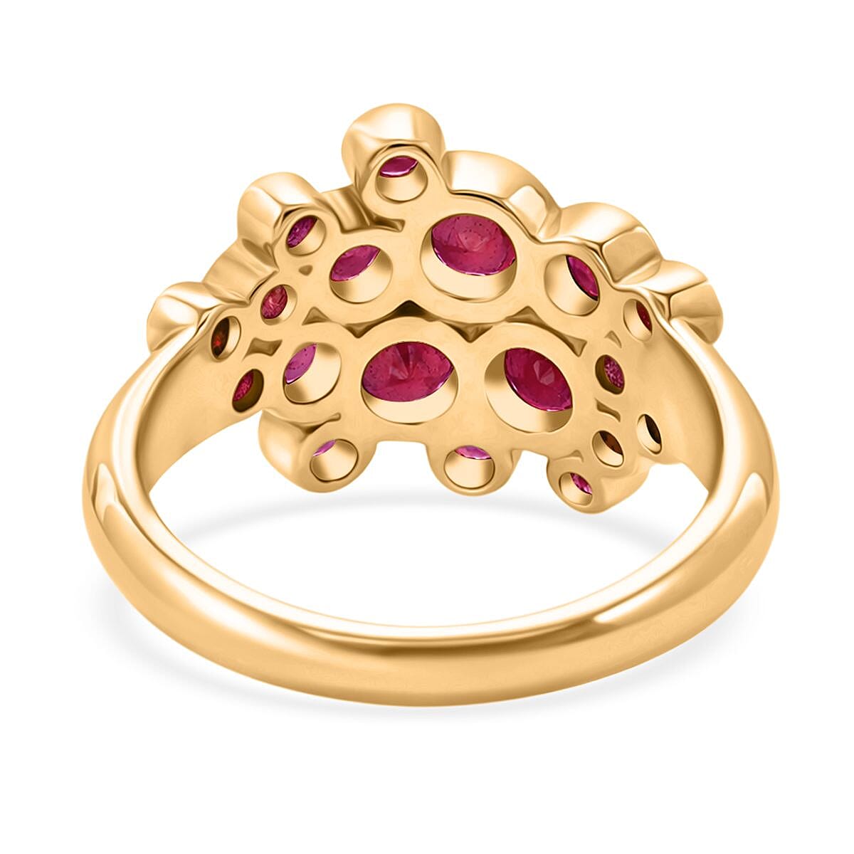 Designer Inspired - Premium African Ruby Bubble Ring in Yellow Gold Plated Sterling Silver 2.20 Ct. 8502170 5