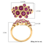 Designer Inspired-  African Ruby Bubble Ring in Yellow Gold Plated Sterling Silver 2.20 Ct.