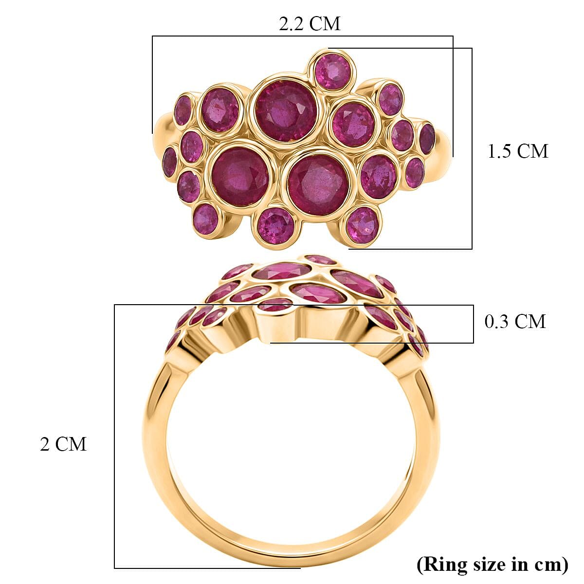 Designer Inspired - Premium African Ruby Bubble Ring in Yellow Gold Plated Sterling Silver 2.20 Ct. 8502170 6