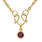 D'Joy African Ruby Scroll Link Drop Pendant with Chain (Size 20) in Yellow Gold Tone