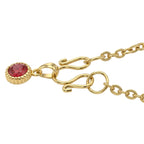 D'Joy African Ruby Scroll Link Drop Pendant with Chain (Size 20) in Yellow Gold Tone