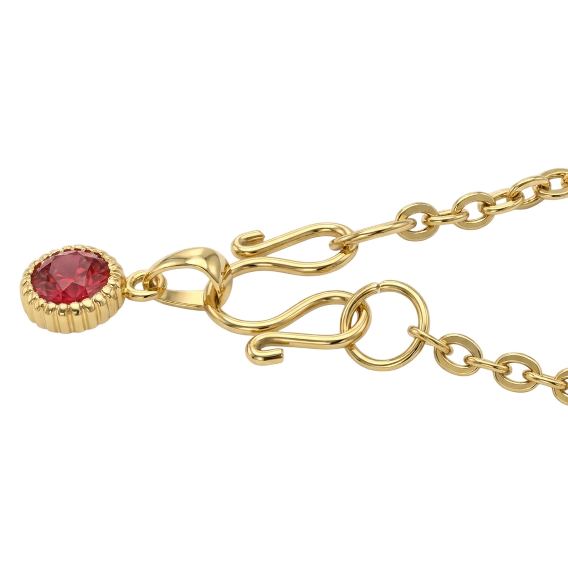 D'Joy African Ruby Scroll Link Drop Pendant with Chain (Size 20) in Yellow Gold Tone 4459192 4
