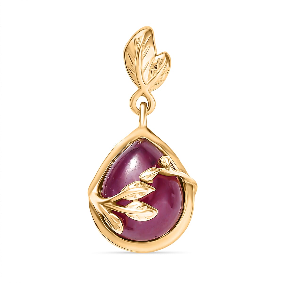 D'Joy Cabo Delgado Ruby Solitaire Pendant with Yellow Gold Plated Sterling Silver 3.66 Ct. 8280270 0