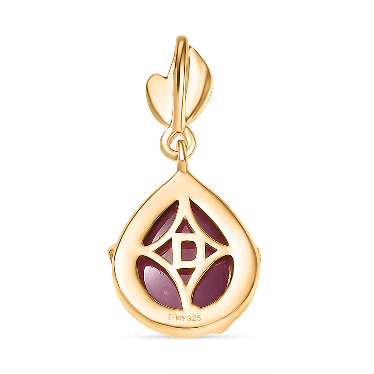 D'Joy Cabo Delgado Ruby Solitaire Pendant with Yellow Gold Plated Sterling Silver 3.66 Ct. 8280270 5