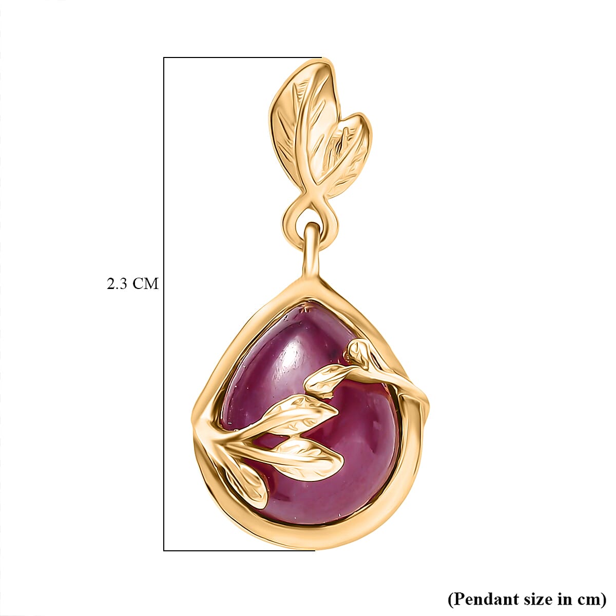 D'Joy Cabo Delgado Ruby Solitaire Pendant with Yellow Gold Plated Sterling Silver 3.66 Ct. 8280270 6