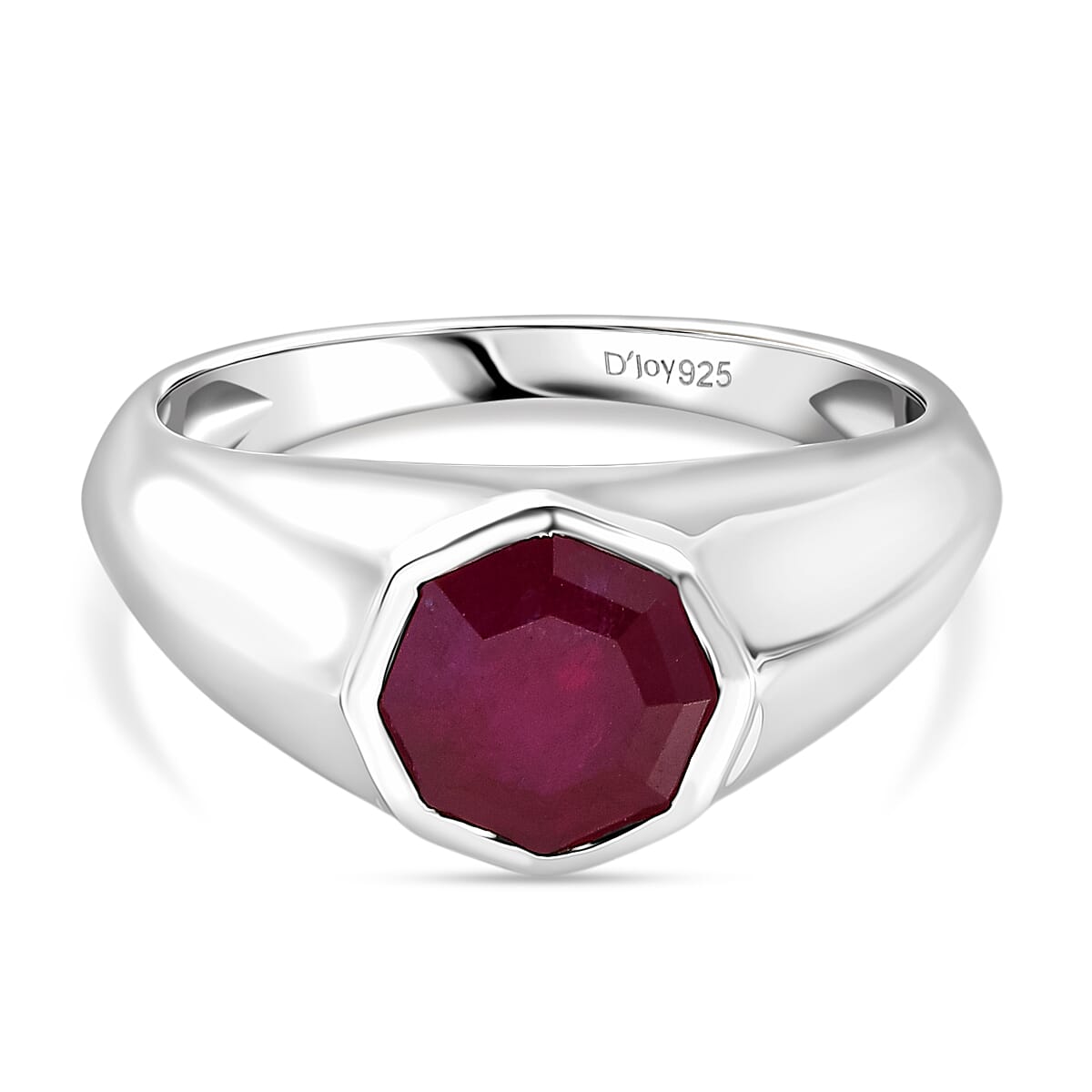 FATHERS DAY RUBY SPECTACULAR SPECIAL -  African Ruby Solitaire Ring in Rhodium Overlay Sterling Silver 3.15 Ct. 8260289 0