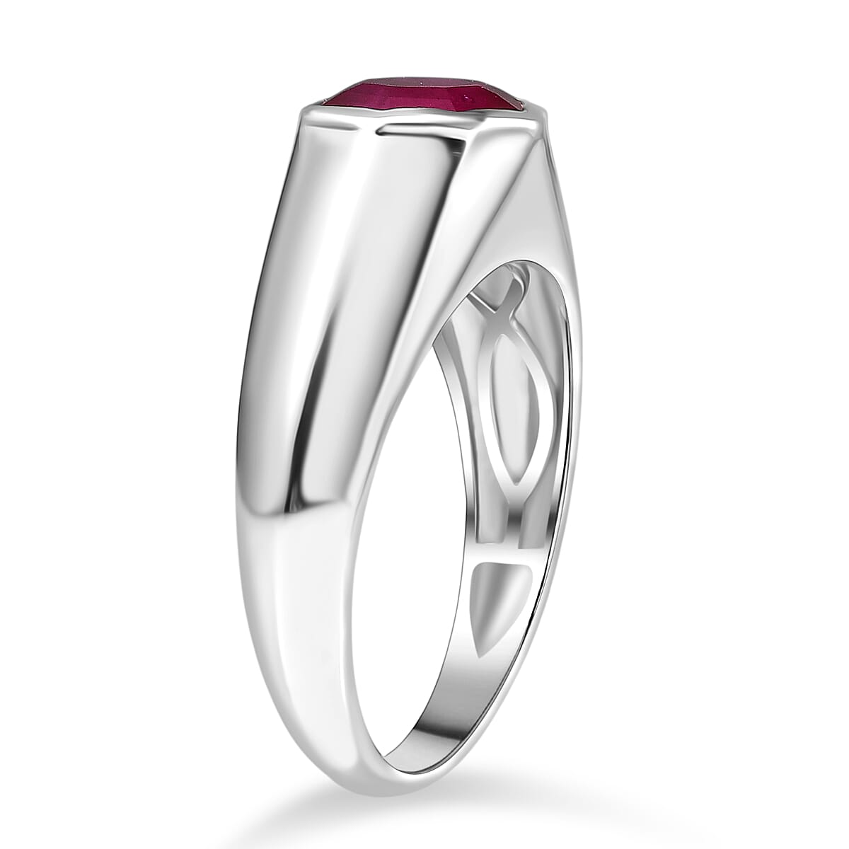 FATHERS DAY RUBY SPECTACULAR SPECIAL -  African Ruby Solitaire Ring in Rhodium Overlay Sterling Silver 3.15 Ct. 8260289 4