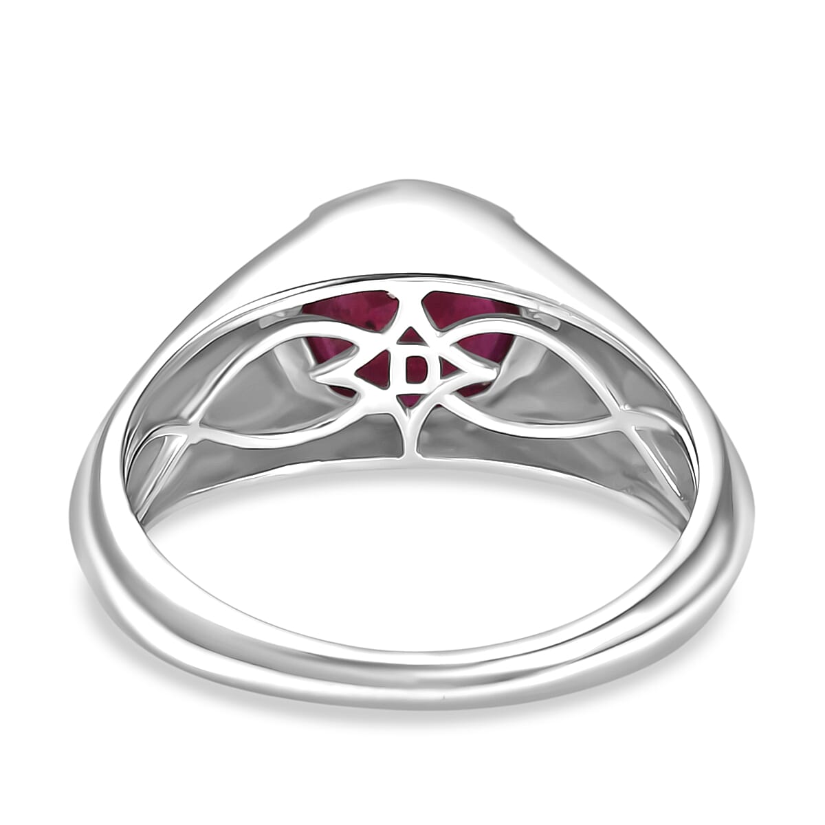 FATHERS DAY RUBY SPECTACULAR SPECIAL -  African Ruby Solitaire Ring in Rhodium Overlay Sterling Silver 3.15 Ct. 8260289 5