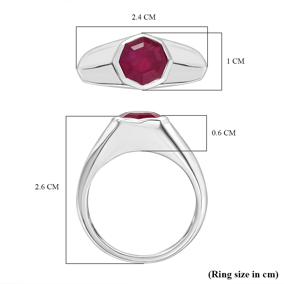 FATHERS DAY RUBY SPECTACULAR SPECIAL -  African Ruby Solitaire Ring in Rhodium Overlay Sterling Silver 3.15 Ct. 8260289 6