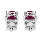 D'Joy African Ruby Solitaire Stud Push Post Earring in Rhodium Overlay Sterling Silver 5.00 Ct.
