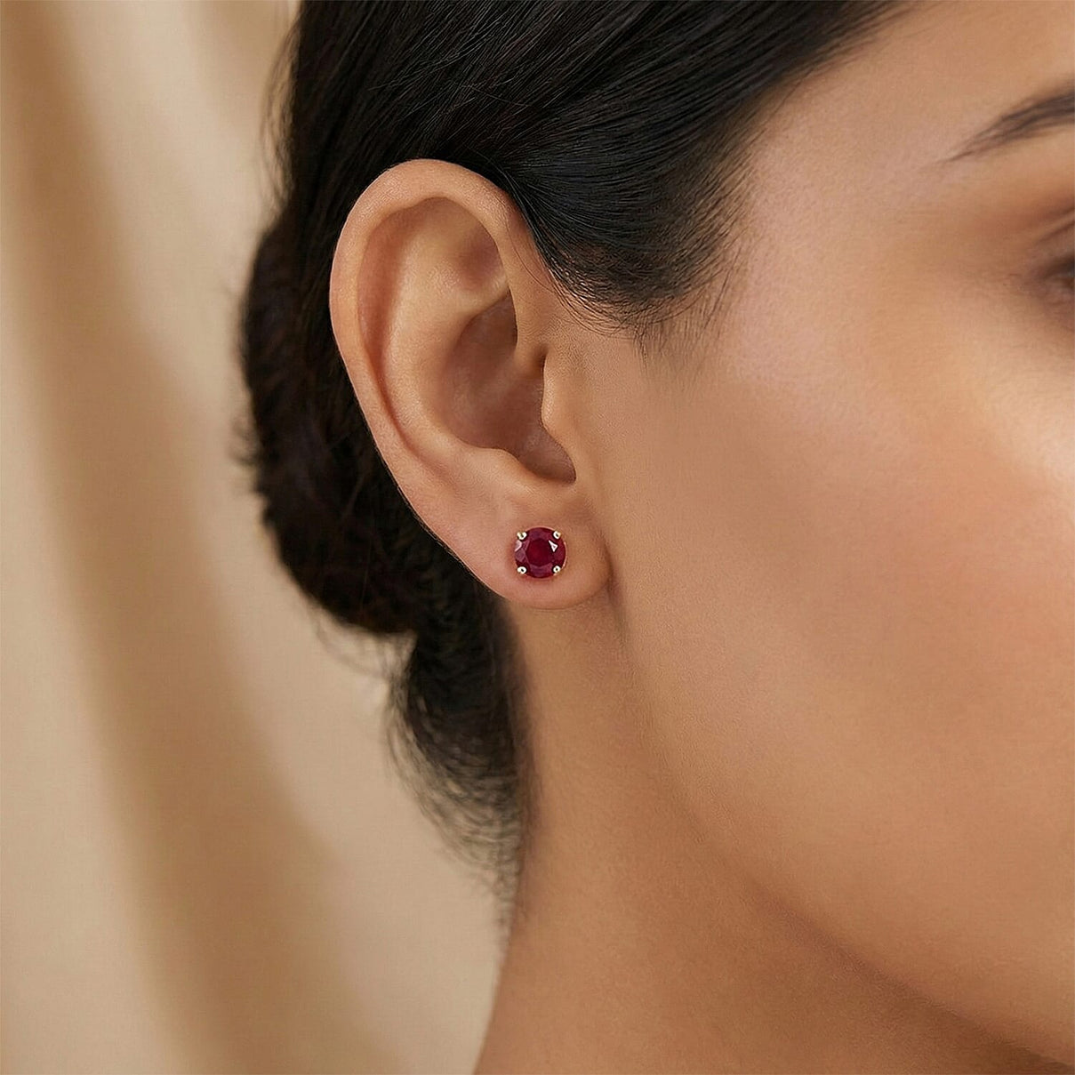 D'Joy African Ruby Solitaire Stud Push Post Earring in Yellow Gold Plated Sterling Silver 5.00 Ct. 8502301 2