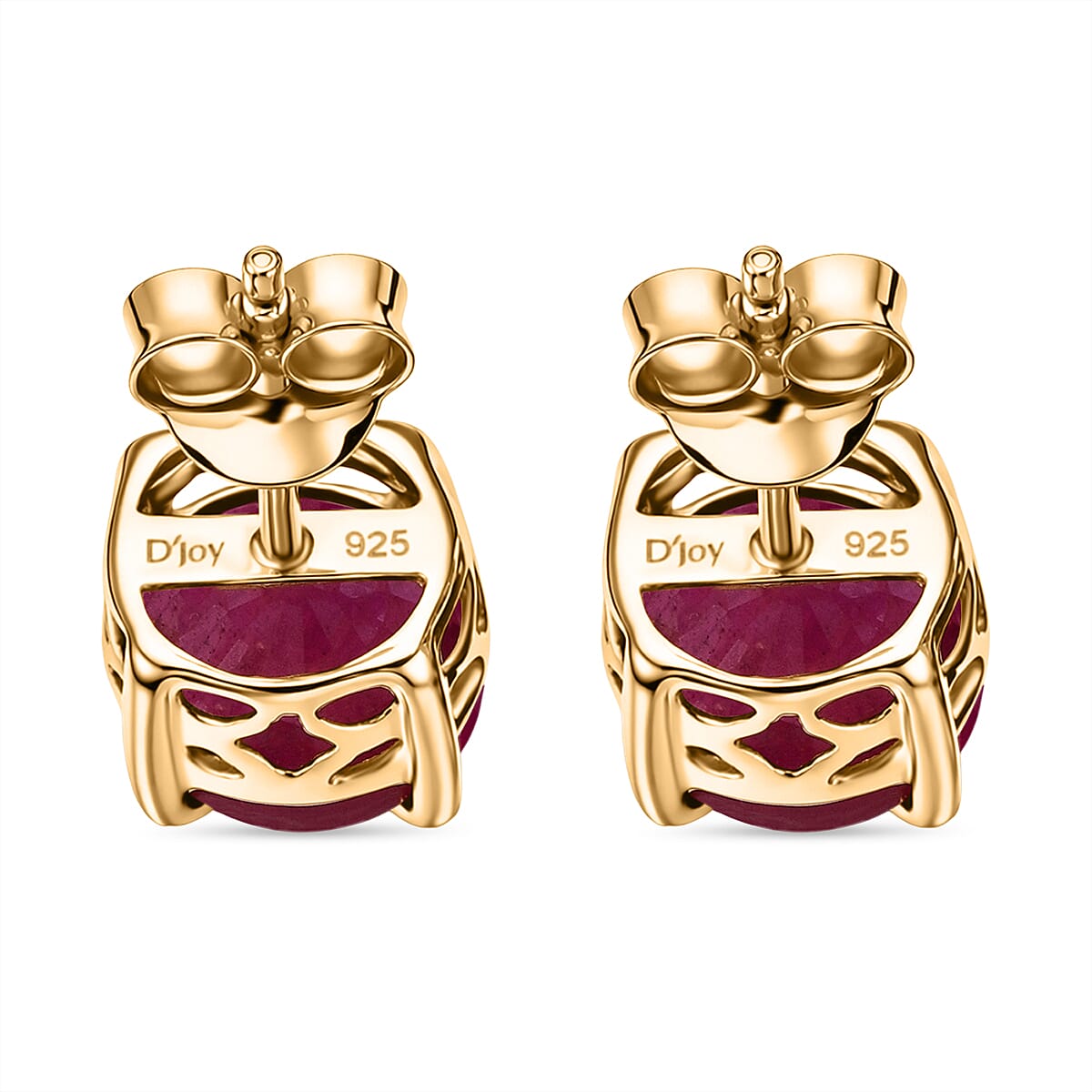 D'Joy African Ruby Solitaire Stud Push Post Earring in Yellow Gold Plated Sterling Silver 5.00 Ct. 8502301 4