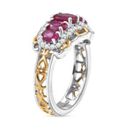 D'Joy African Ruby, White Zircon 5 Stone Ring Sterling Silver 2.23 Ct.