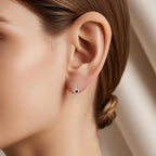 D'Joy Cabo Delgado Ruby & White Zircon Earring with Push Back in Rhodium Overlay Sterling Silver 2.96 Ct.