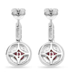 D'Joy Cabo Delgado Ruby & White Zircon Earring with Push Back in Rhodium Overlay Sterling Silver 2.96 Ct.
