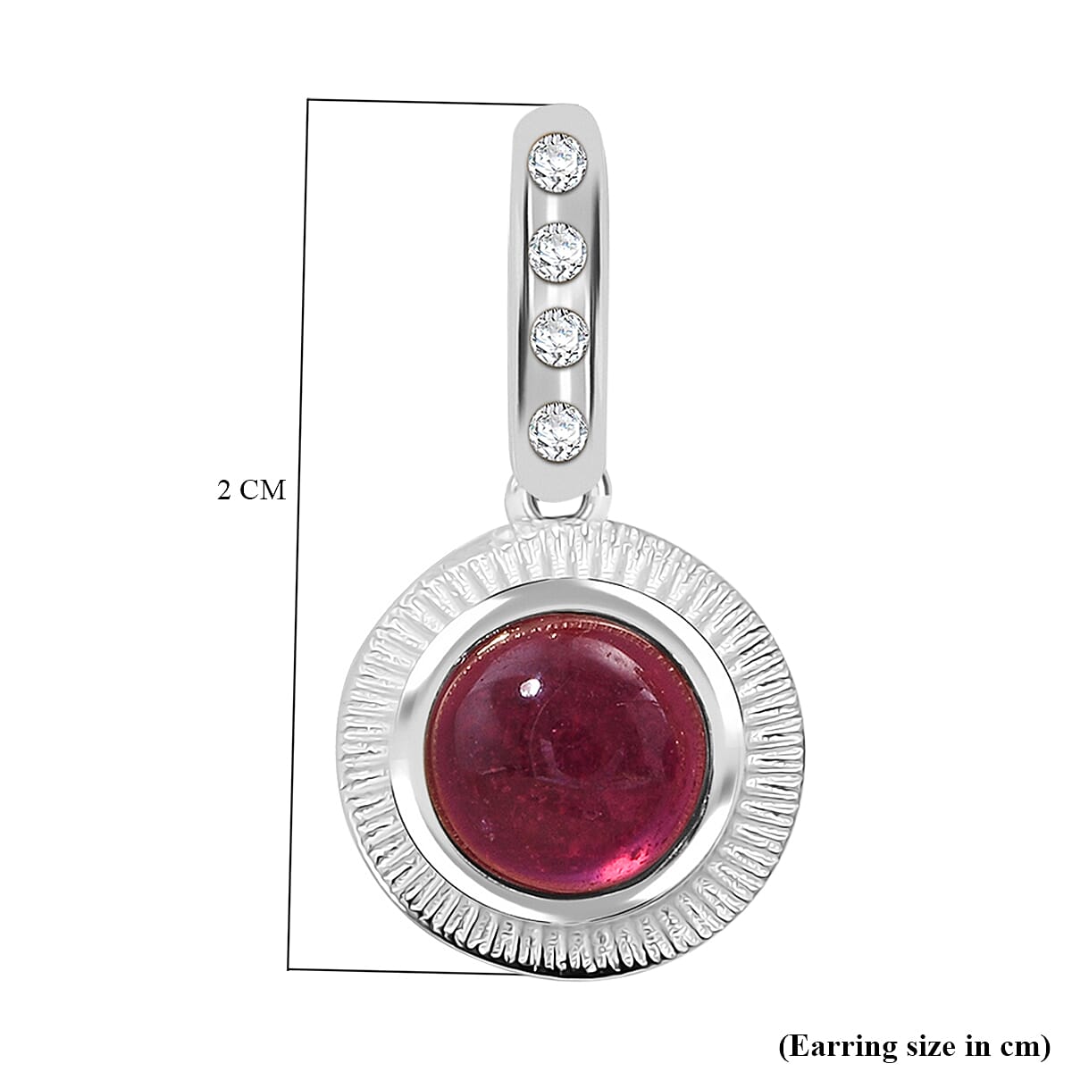 D'Joy Cabo Delgado Ruby &amp; White Zircon Earring with Push Back in Rhodium Overlay Sterling Silver 2.96 Ct. 8280682 6