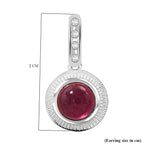 D'Joy Cabo Delgado Ruby & White Zircon Earring with Push Back in Rhodium Overlay Sterling Silver 2.96 Ct.