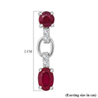 D'Joy African Ruby & White Zircon Link Drop Earring with Push Back in Rhodium Overlay Sterling Silver 2.46 Ct.