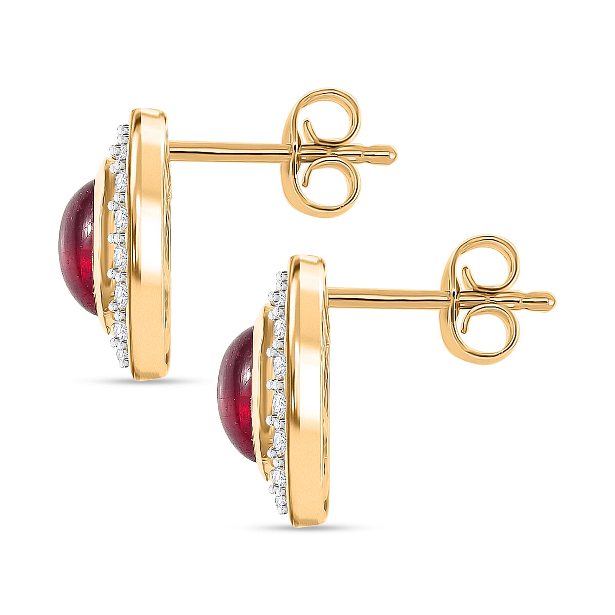 D'Joy Cabo Delgado Ruby &amp; White Zircon Earring with Push Back in Yellow Gold Plated Sterling Silver 3.57 Ct. 8265094 3