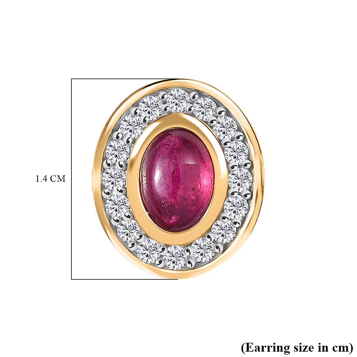 D'Joy Cabo Delgado Ruby &amp; White Zircon Earring with Push Back in Yellow Gold Plated Sterling Silver 3.57 Ct. 8265094 4
