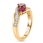 D'Joy - African Ruby & White Zircon Ring in 18K Vermeil Yellow Gold Plated Sterling Silver 1.36 Ct.