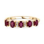 D'Joy African Ruby & White Zircon Ring in Yellow Gold Plated Sterling Silver 1.38 Ct.