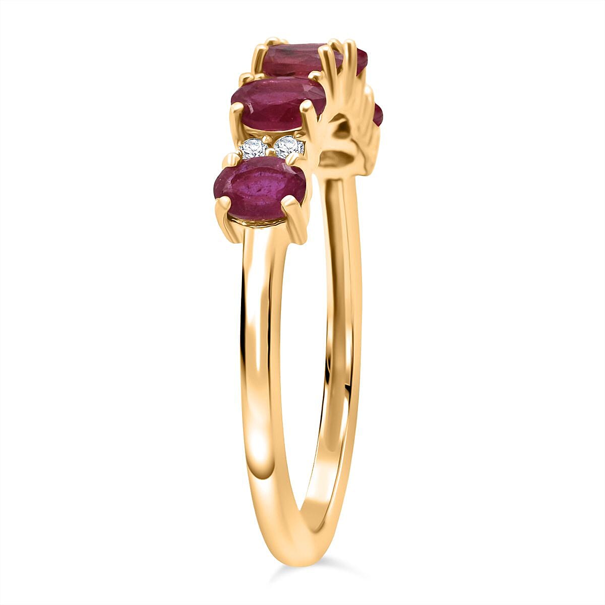 D'Joy African Ruby &amp; White Zircon Ring in Yellow Gold Plated Sterling Silver 1.38 Ct. 8282220 4
