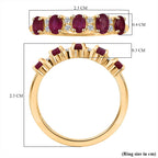 D'Joy African Ruby & White Zircon Ring in Yellow Gold Plated Sterling Silver 1.38 Ct.