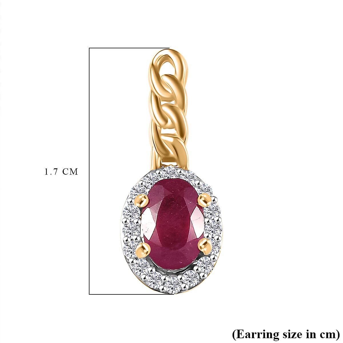 D'Joy African Ruby, White Zircon Halo Drop Earring in Yellow Gold Plated Sterling Silver 1.66 Ct. 8241804 5