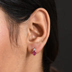 D'Joy African Ruby, White Zircon Solitaire Stud Push Post Earring in Platinum OverlaySterling Silver  1.442  Ct.